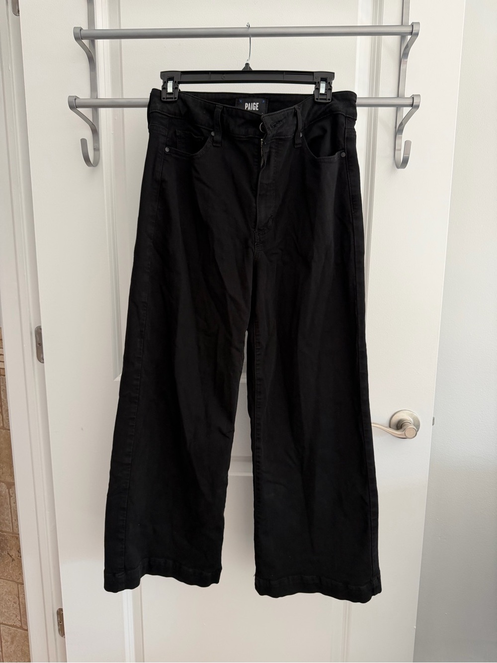 PAIGE Black High-Rise Wide Leg Jeans